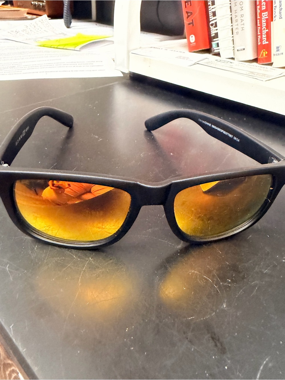 OU Black Frame Sunglasses with Amber Mirrored Lenses - Men Accessories GUC
